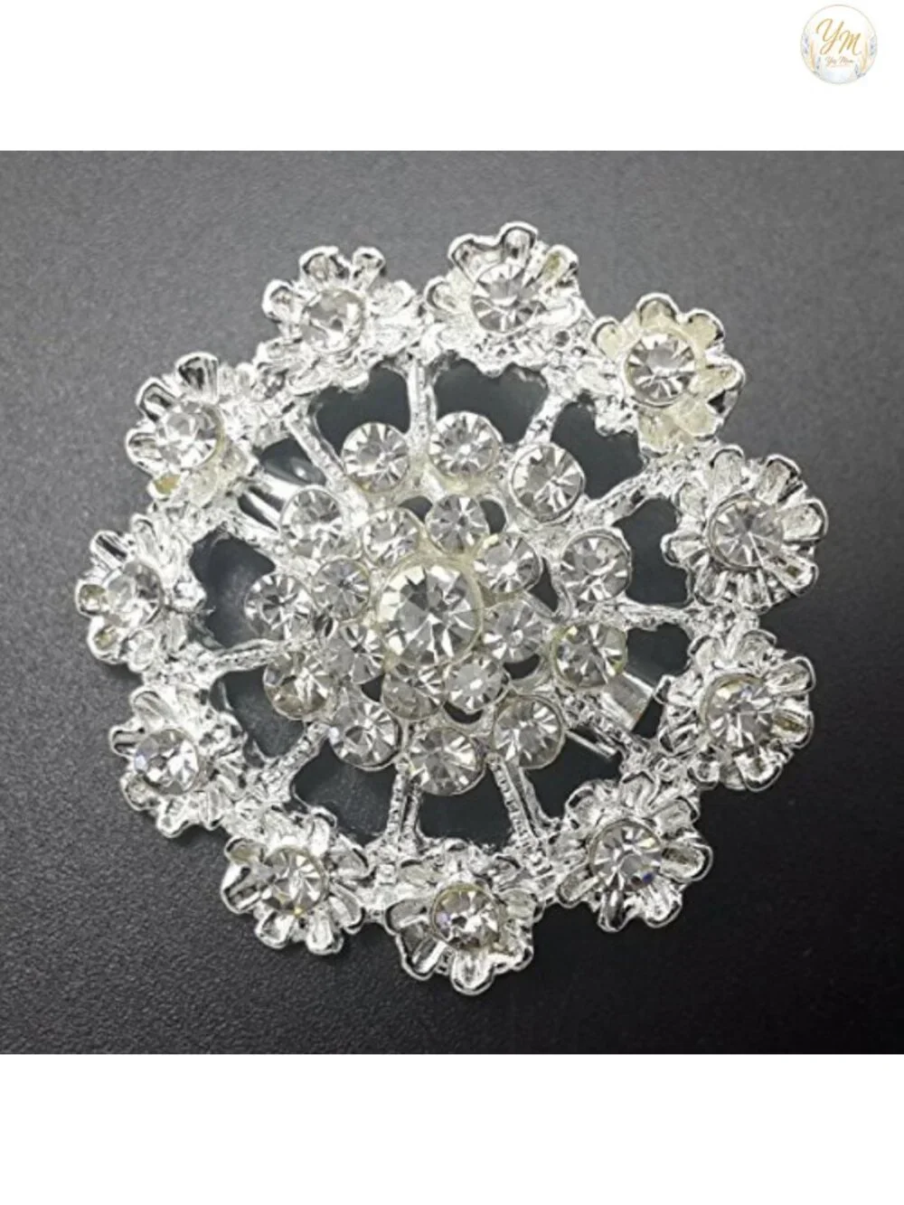 24pcs Brooches Set with Rhinestone Crystal Flower Pins for Wedding Bouquet